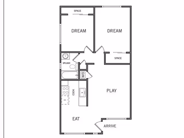 Two Bedroom One Bath H-32 floor plan